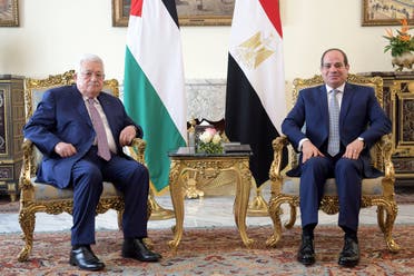 Egyptian President Abdel Fattah al-Sisi meets with Palestinian President Mahmoud Abbas at the Ittihadiya presidential palace in Cairo. (Reuters)