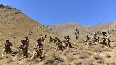 (FILES) In this file photo taken on September 2, 2021, Afghan resistance movement and anti-Taliban uprising forces take part in a military training at Malimah area of Dara district in Panjshir province. The Taliban said on September 6, 2021 the last pocket of resistance in Afghanistan, the Panjshir Valley, had been completely captured.