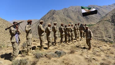 Afghan resistance movement and anti-Taliban uprising forces take part in a military training at Malimah area of Dara district in Panjshir province on September 2, 2021. (AFP)