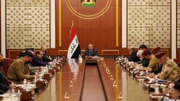 العراق 5 سبتمبر 2021 الكاظمي خلال ترأسه لاجتماع مجلس الأمن الوطني، غداة مقتل 12 عنصر أمن في كركوك بهجوم نفذه تنظيم داعش على حاجز أمني