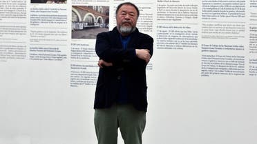 Chinese contemporary artist and activist Ai Weiwei poses in front of his new exhibition at the University Museum of Contemporary Art (MUAC) in Mexico City on April 11, 2019. (AFP)