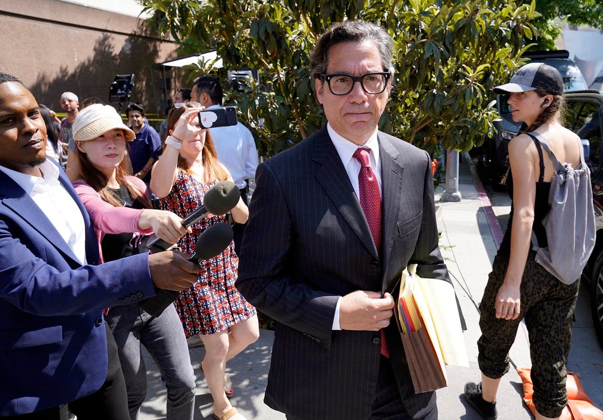 Britney Spears' newly appointed lawyer Mathew Rosengart leaves the Stanley Mosk Courthouse following a hearing concerning the pop singer's conservatorship on July 14, 2021, in Los Angeles. (AP)