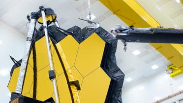 This handout image released by NASA on May 11, 2021 shows NASA's James Webb Space Telescope undergoing tests in California. (AFP) 