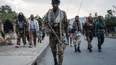  In this file photo taken on June 29, 2021 Rebels that are pro-TPLF (Tigray People's Liberation Front) arrive after eight hours of walking in Mekele, the capital of Tigray region, Ethiopia. (AFP)