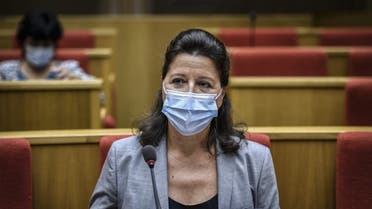  In this file photo taken on September 23, 2020 former French Health minister Agnes Buzyn, wearing a protective face mask, attends her hearing before the French Senate commission of inquiry on the Covid-19 outbreak at the Senate in Paris. (AFP)