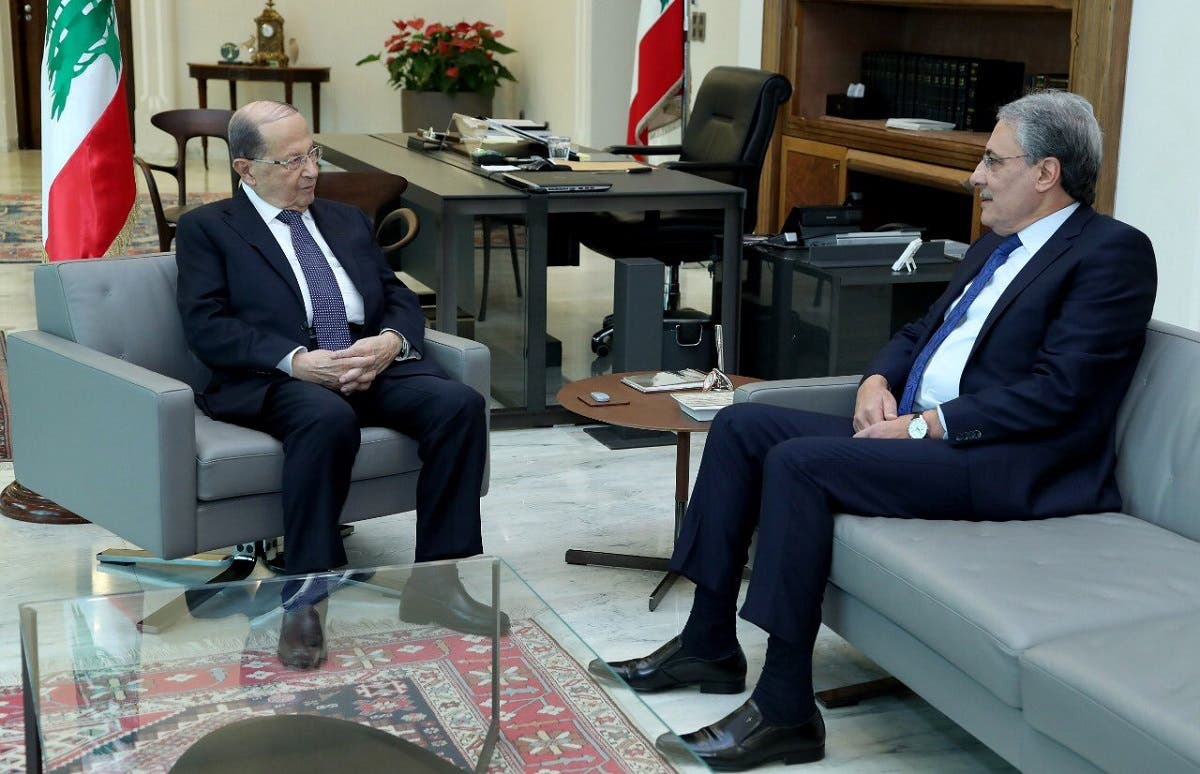 Lebanese President Michel Aoun (L) with Justice Minister Henri Khoury (R). (Twitter)Henry Khoury