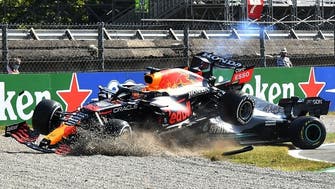 F1 rivals Verstappen, Hamilton crash again at Italian GP