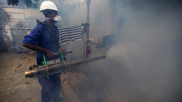A health worker fumigates a residential area to curb the spread of dengue fever in Hodeidah, Yemen January 22, 2020. Picture taken January 22, 2020. (File photo: Reuters)