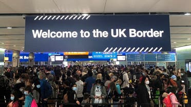 Queues of people wait in line at U.K. citizens arrivals at Heathrow Airport in London, Britain, September 1, 2021. (Reuters)