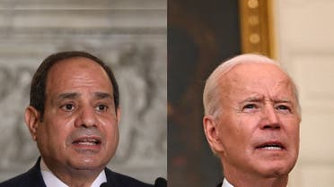A combination picture of Egypt's President AbdelFattah Al Sisi (L) and US President Joe Biden (R). (AFP)