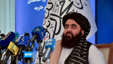 Afghanistan's Foreign Minister Amir khan Muttaqi speaks during a press conference at the Foreign Ministry of Afghanistan in Kabul on September 14, 2021. (AFP)