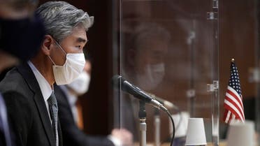 US Special Representative for North Korea, Sung Kim, speaks during a trilateral meeting at the Japanese Foreign Ministry Tuesday, Sept. 14, 2021 in Tokyo. (AP/Eugene Hoshiko)