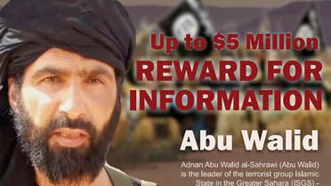 This undated image provided by Rewards For Justice shows a wanted posted of Adnan Abu Walid al-Sahrawi, the leader of Islamic State in the Greater Sahara. French President Emmanuel Macron announced the death of al-Sahrawi Wednesday, Sept. 15, 2021. (AP)