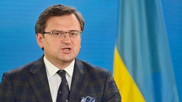 Ukraine’s Foreign Minister Dmytro Kuleba speaks during a joint press conference with his German counterpart, in Berlin, Germany, on June 9, 2021. (John MacDougall/AFP/Pool)