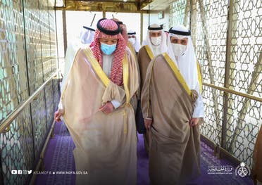 Saudi Arabia’s Deputy Minister of Foreign Affairs Waleed al-Khuraiji receives Kuwait’s Minister of Foreign Affairs. (KSAMOFA)