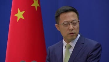 Chinese Foreign Ministry spokesman Zhao Lijiang speaking at the daily news conference, China, Sept. 17, 2021. (Reuters)