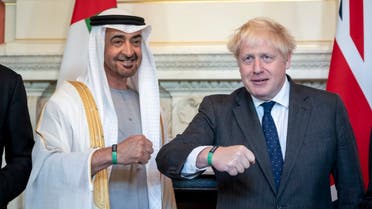LONDON, 16th September, 2021 (WAM) -- His Highness Sheikh Mohamed bin Zayed Al Nahyan, Crown Prince of Abu Dhabi and Deputy Supreme Commander of the UAE Armed Forces, and Boris Johnson, Prime Minister of the United Kingdom (UK), have discussed the historic friendship ties and joint strategic cooperation between the UAE and the UK and ways to enhance relations in the best interest of the two sides. (Supplied: WAM)