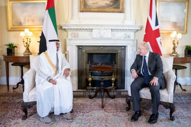 UK Prime Minister Boris Johnson hosted Sheikh Mohamed at 10 Downing Street in London on Thursday for a far-reaching conversation and a launch of a ‘Partnership for the Future’ between the two nations. (Supplied: Wam)