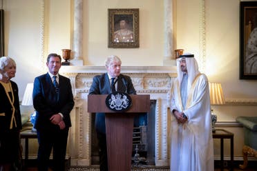 UK Prime Minister Boris Johnson hosted Sheikh Mohamed bin Zayed al-Nahyan, Crown Prince of Abu Dhabi, at 10 Downing Street in London. (Supplied: WAM)