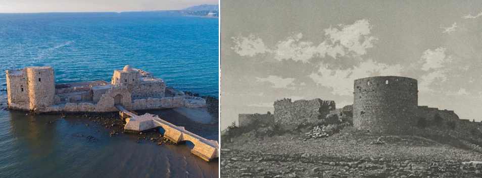 The Saint Louis Castle, on the right, where they found the two tombs, was not built by the Crusaders in Sidon in 1228, and its picture is on the left.