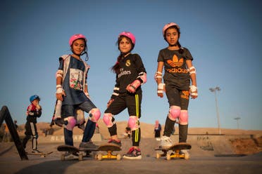 Girls pose at Iraq's Suli Skatepark. (Image: Make Life Skate Life)