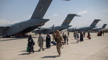 British forces at Kabul airport last month 