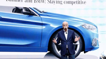 Dieter Zetsche, CEO of Daimler AG, talks about the Daimler - BMW collaboration on the Mercedes stand at the 89th Geneva International Motor Show in Geneva, Switzerland March 5, 2019. (Reuters)
