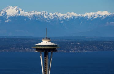 The Space Needle, closed due to coronavirus concerns, is shown during the outbreak of coronavirus disease (COVID-19), shown in this aerial photo over Seattle. (File photo: Reuters)