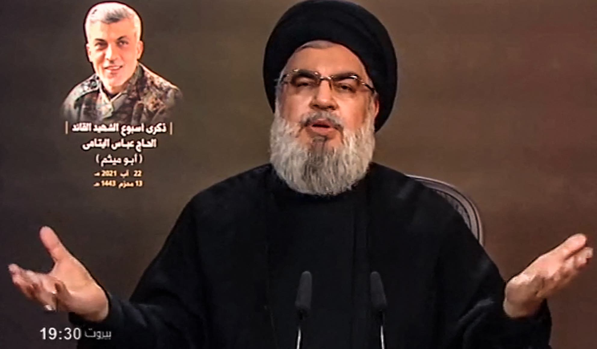 زعيم ميليشيا حزب الله حسن نصرالله (فرانس برس)