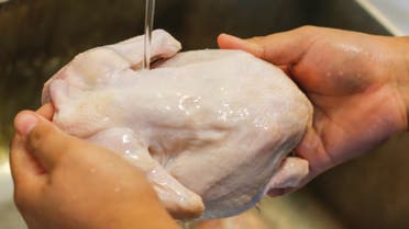 غسل الدجاج النيء (آيستوك)