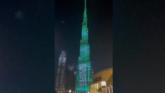 قومی دن پربرج الخلیفہ سعودی عرب کے قومی پرچم کے رنگ میں تبدیل