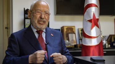 Tunisia's Ennahdha party leader Rached Ghannouchi speaks during an interview with AFP, Sept. 23, 2021. (AFP)