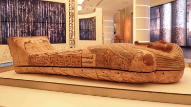 The coffin of priest Psamtik, ‘the son of Pediosir’ is one of the colored wooden coffins that were recently discovered in the newly-discovered well in the sacred area of Saqqara. (Supplied)