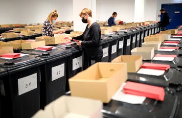 Envelopes of absentee ballots for the federal election are seen in Berlin, Germany, September 24, 2021. (Reuters)