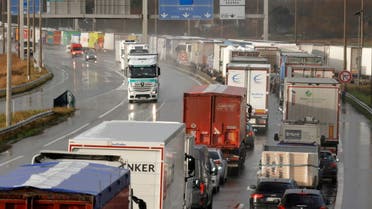 FILE PHOTO: Trucks queue on the A16 highway to enter the Channel tunnel in Calais, northern France, as Britain prepares to leave the European Union's orbit in about two weeks, December 17, 2020. (File photo: Reuters)