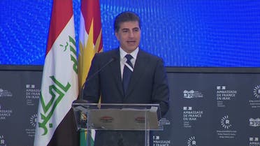 Kurdistan region president Nechirvan Barzani speaking at Rudaw Research Center Conference in Erbil, Iraq. (Twitter)