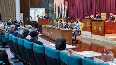 عبد الحميد الدبيبة أمام البرلمان الليبي (أرشيفية- فرانس برس)