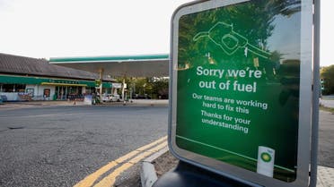 A BP petrol station that has run out of fuel is seen in Hemel Hempstead, Britain, September 26, 2021. (Reuters)