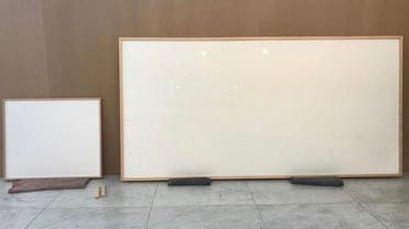 Blank canvases delivered by artist Jens Haaning to the Kunsten useum of Modern Art in Aalborg, Denmark. (Twitter)