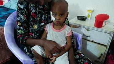 Aamanuel Merhawi, aged one year and eight months, who suffers from severe acute malnutrition, is seen fitted with a nasogastric tube at Wukro hospital in Wukro, Tigray region, Ethiopia July 11 2021. Picture taken July 11, 2021. REUTERS/Giulia Paravicini