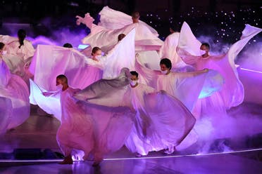 Artists perform during the opening ceremony of the Dubai Expo 2020, on September 30, 2021. (Karim Sahib/AFP)