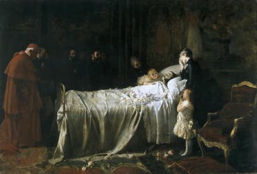 لوحة تجسد الملك ألفونسو الثاني عشر على فراش الموت