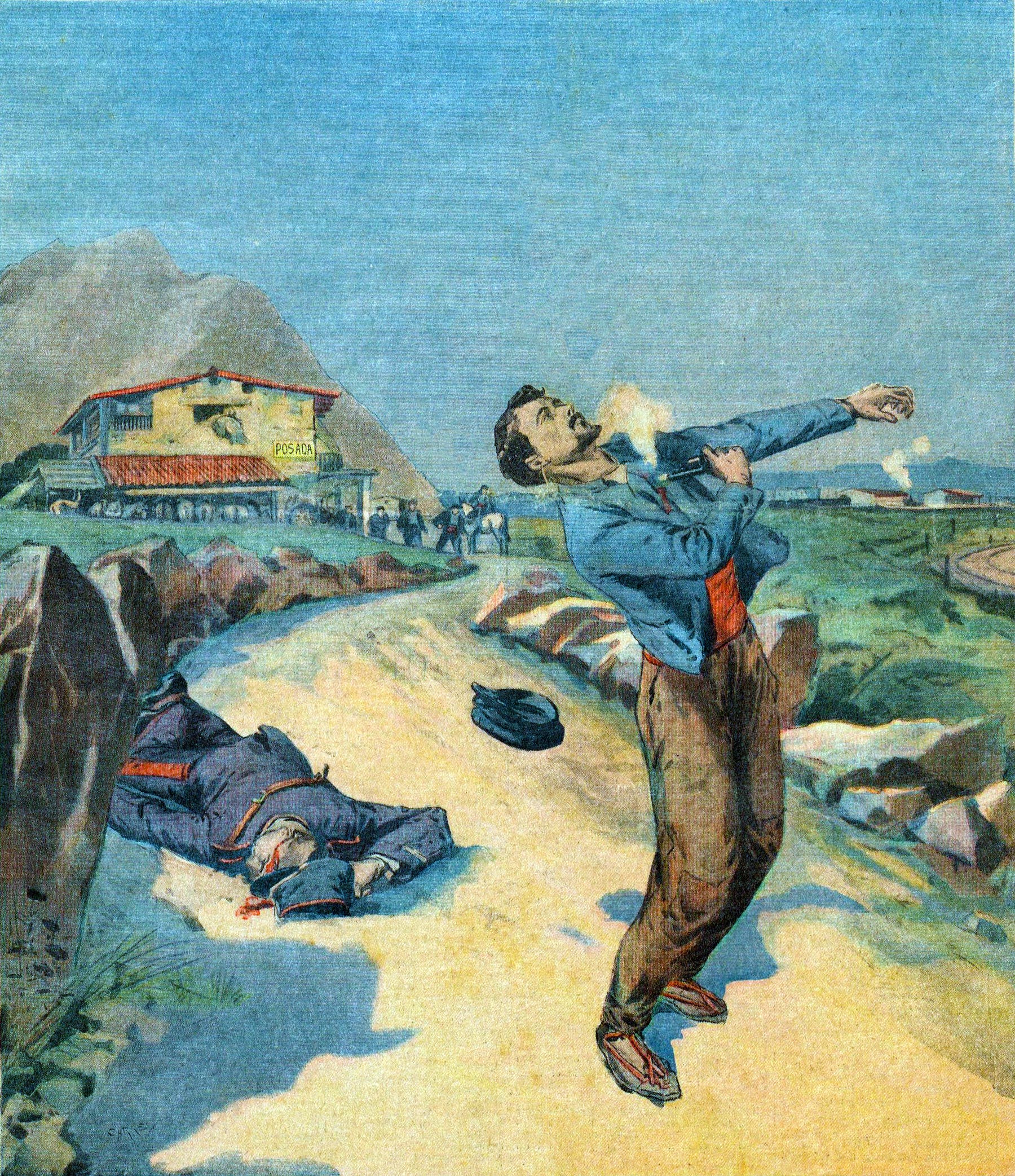 Painting depicting Muriel's suicide