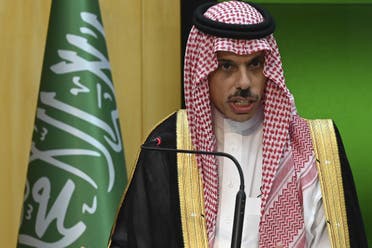 Saudi Foreign Minister Prince Faisal Bin Farhan Al-Saud on July 27, 2021. (AFP)