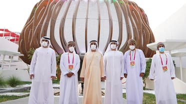 Sheikh Mohammed bin Rashid Al Maktoum visits Oman's pavillion at Expo 2020 Dubai. (Twitter)