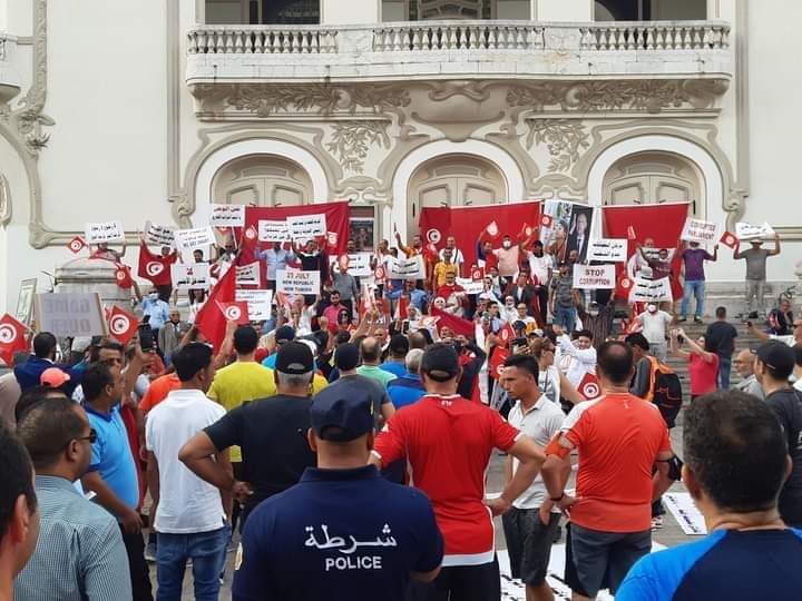 Tunisia 3 October 2021 - of demonstrations in support of Kais Saied