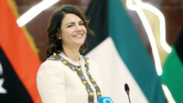 Libyan Foreign Minister Najla al-Mangoush speaksduring a joint press conference with her Kuwaiti counterpart in Kuwait City on October 3, 2021.