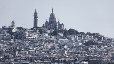 This photograph taken on September 16, 2021, from the top of the arc de Triomphe in Paris, shows the Sacre Coeur Church. (AFP)