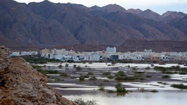 A general view shows Ansab Dam amid cyclone Shaheen in Oman's capital Muscat on October 3, 2021. Nine people were found dead in Oman and Iran as Tropical Cyclone Shaheen pummelled the two countries, authorities said. (AFP)