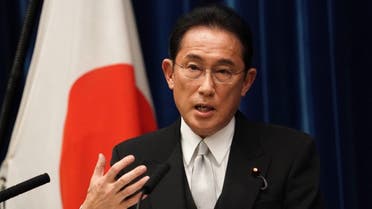 Japan's new Prime Minister Fumio Kishida speaks during a news conference at the prime minister's official residence in Tokyo on October 4, 2021. (AFP)
